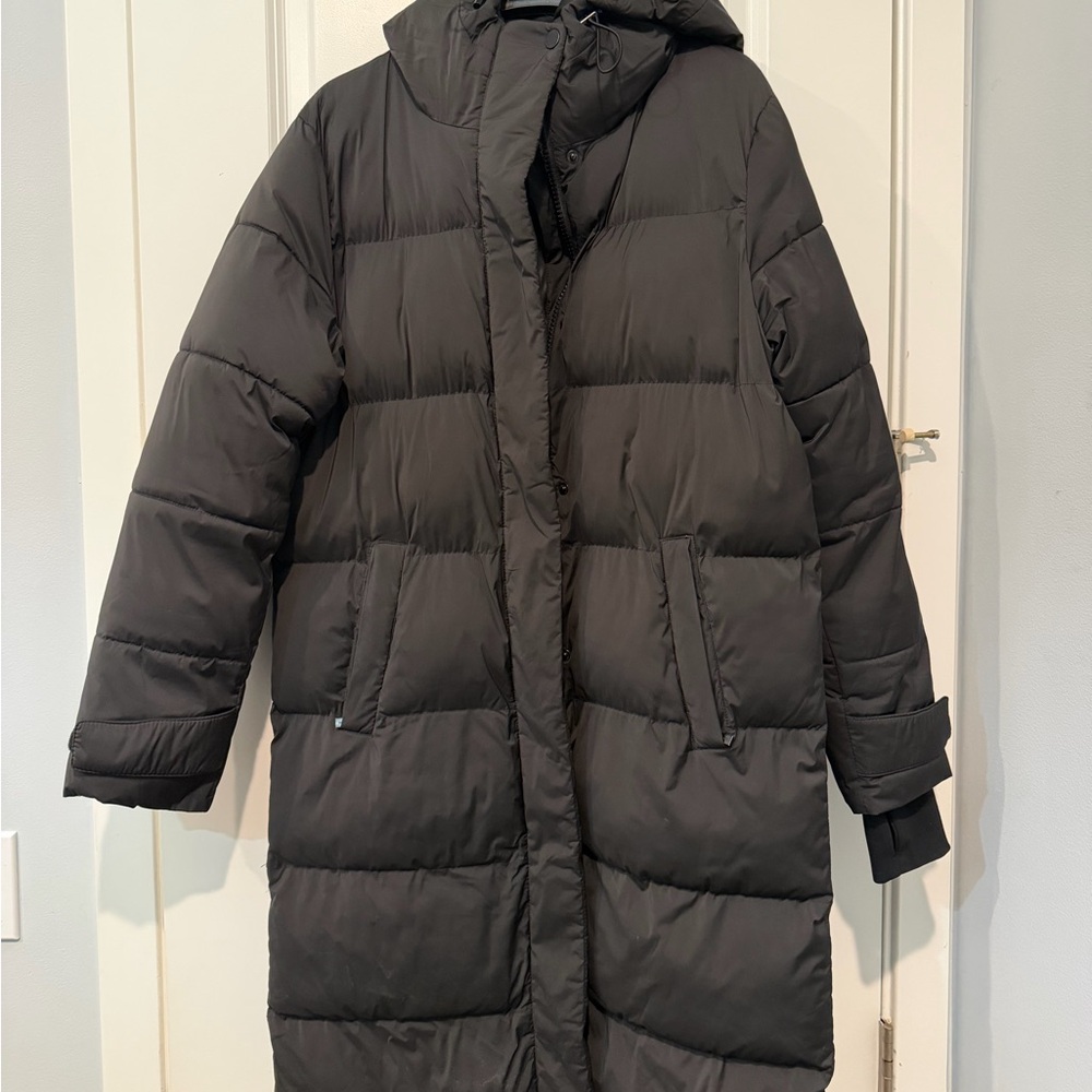Michael Kors Black Midi Length Puffer Coat